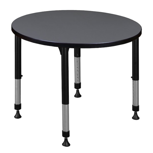 Regency Round Classroom Tables, 30 W, 30 L, 23-34 H, Wood, Metal, Grey TB30RNDGYAPBK - main